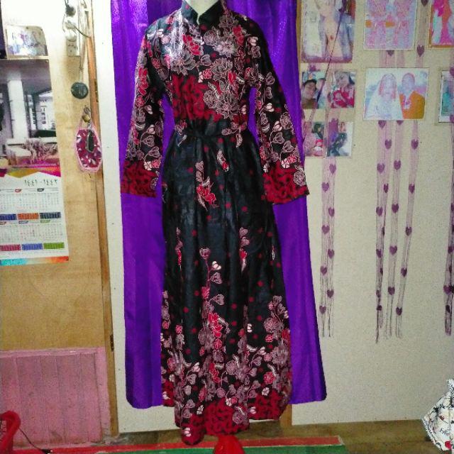 Batik Couple Keluarga Sania Ruffle Ori Ndoro Jowi Dnt Motif Sakura Merah Termurah