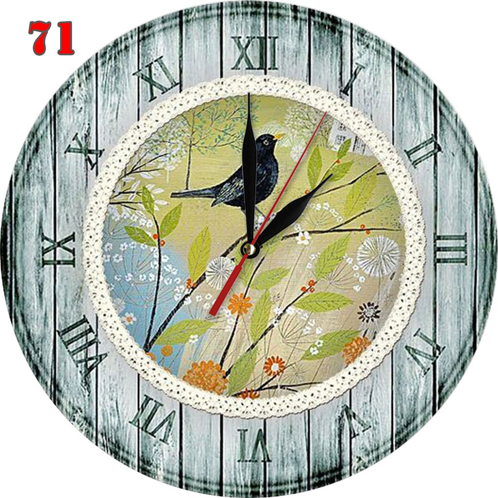 #71 Natural Jam Dinding MDF Motif Palet Kayu + Burung Klasik