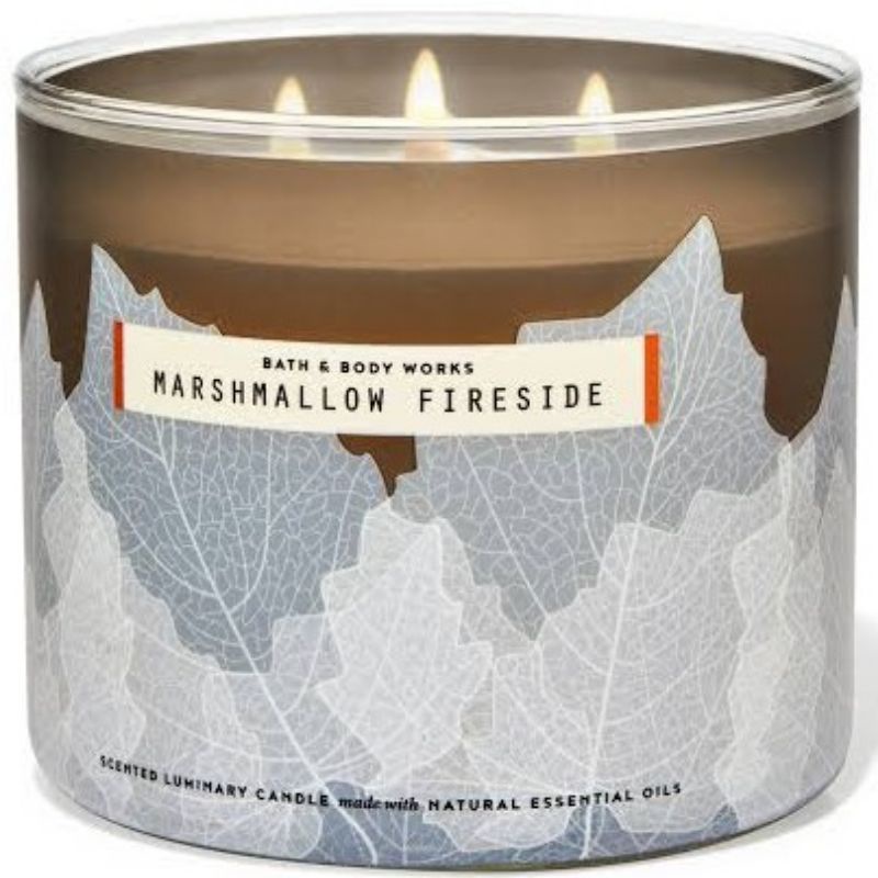 BATH &amp; BODY WORKS BBW MARSHMALLOW FIRESIDE 3-WICK SCENTED CANDLE 411 g