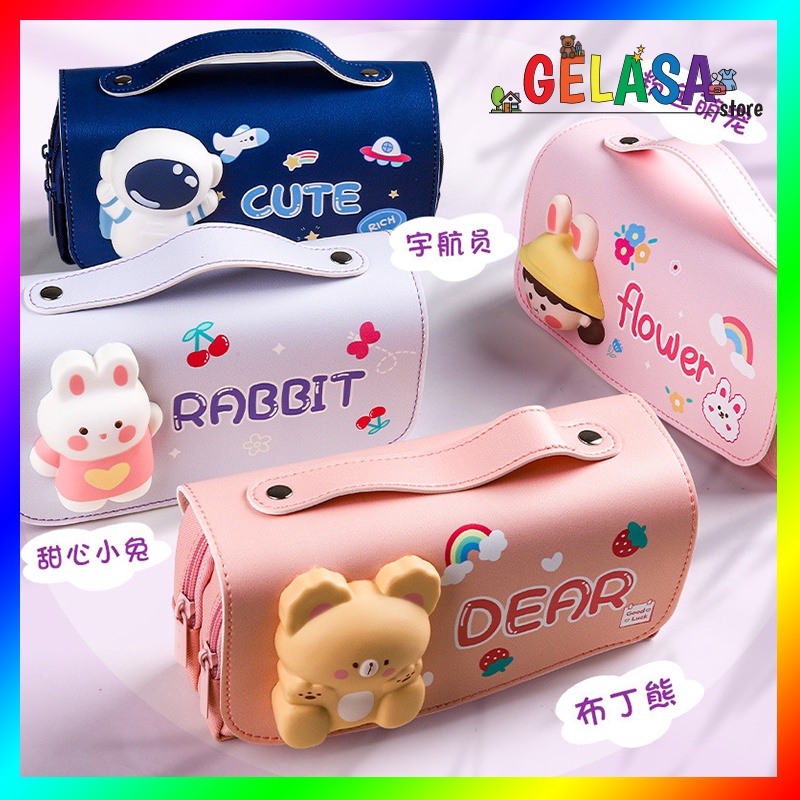 

Gelasa Kotak Pensil Anak Tenteng 3D Squishy Rabbit Cute Flower Dear