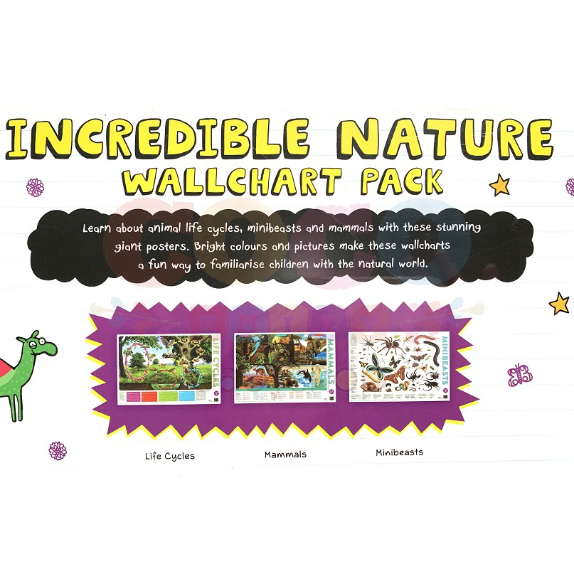 Poster Edukasi Anak Hewan Mamalia Serangga Ekosistem - Wall Chart Pack Incredible Nature IGLOO BOOKS