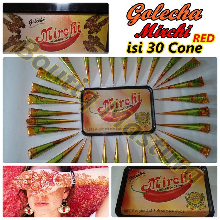 

Golecha Henna Mirchi isi 30 Cone Merah Gold Series