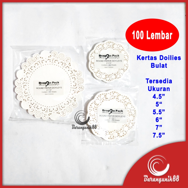 Kertas Doilies Putih Alas Renda Kertas Renda Bundar Bulat Doyleys Round 4.5&quot; 5.5&quot; 7.5&quot;