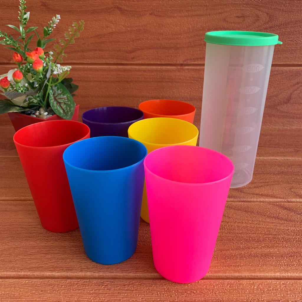 Gelas Plastik Set / Gelas Warna Warni / Gelas isi 6pc / Gelas Set isi 6