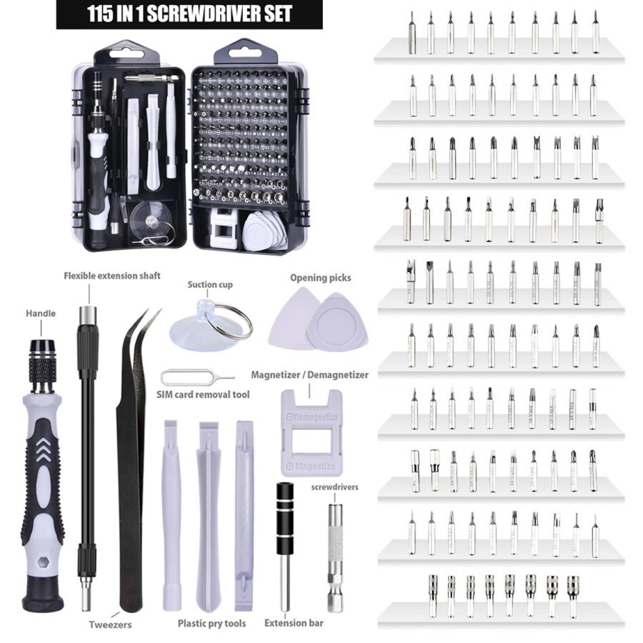 Obeng Set 115 in 1 Screwdriver Reparasi Smartphone Laptop Elektronik