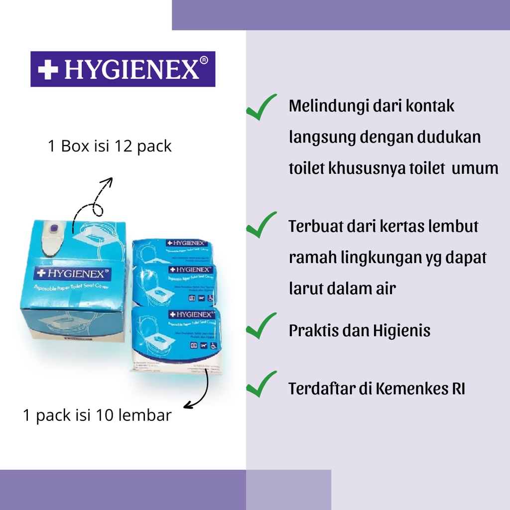 HYGIENEX - Kertas Alas Dudukan Kloset Toilet Paper Cover Closet HYGIENEX Travel 1 pak (10 lembar)