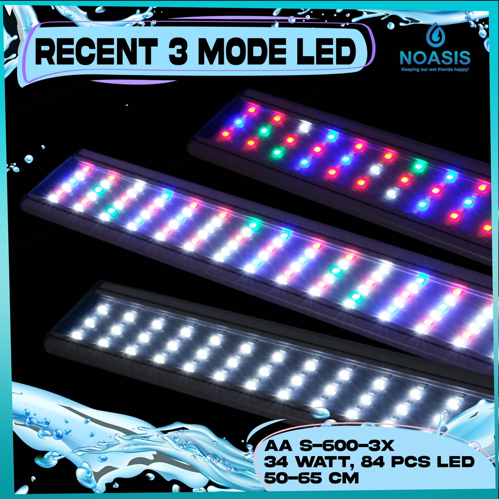 LAMPU LED RECENT AA S600 3 MODE S-600 34W 50-65 CM AQUARIUM AQUASCAPE