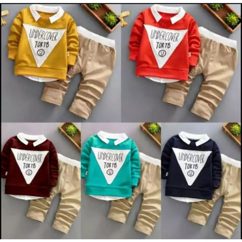 setelan sweater kerah combinasi undercover anak 1-5 thn/sweater anak/jaket anak/pakaian anak/baju an