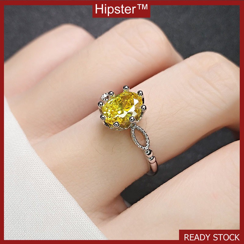 Simple Hot Fashion Trend Oval Citrine Adjustable Ring