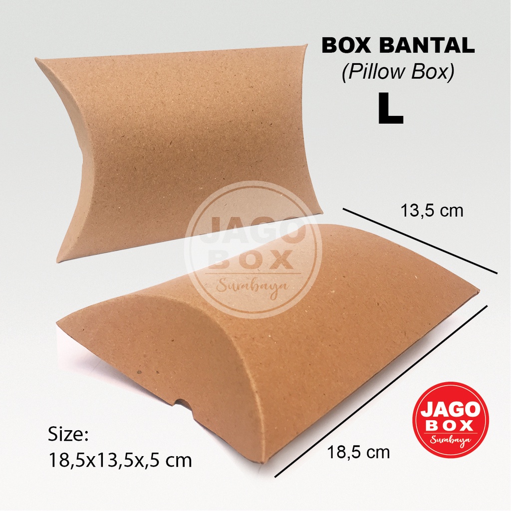 Pillow Box L /Kotak Kado Souvenir Kraft  L, size 18,5x13,5x5cm