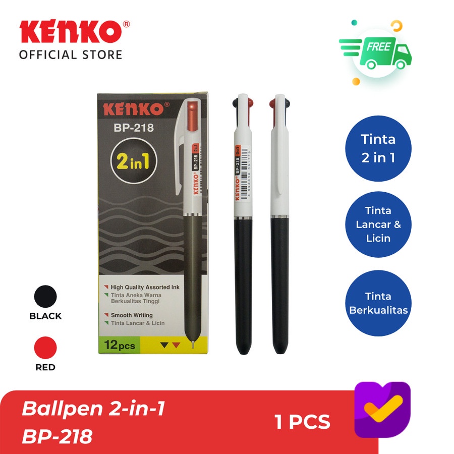 

KENKO BALLPEN BP-218 (2 in 1) merah dan hitam