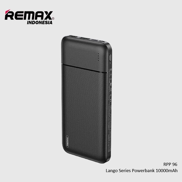 Remax RPP-96 Lango Series 10000mAh Power Bank Dual USB Output Slim PB - Hitam