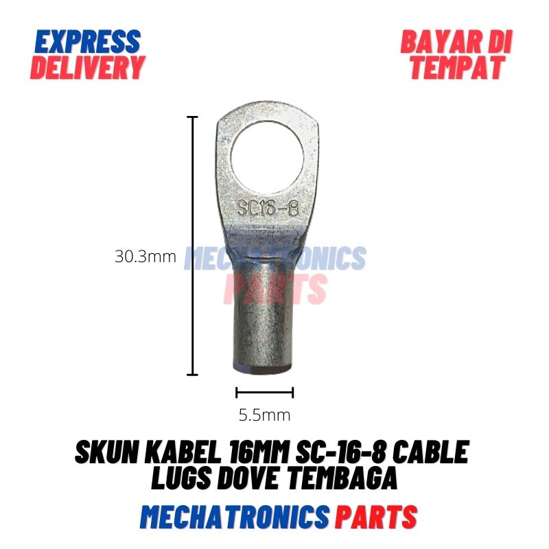 Skun Kabel 16mm SC-16-8 Cable Lugs Dove Tembaga