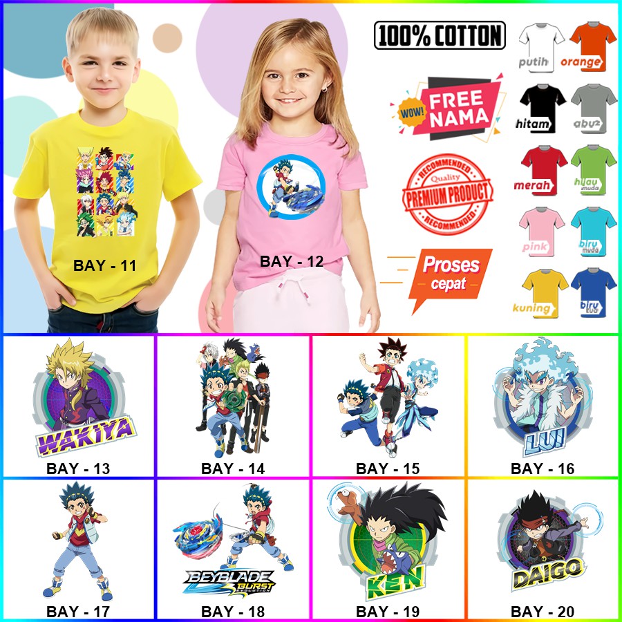 Baju Kaos ANAK DAN DEWASA BEYBLADE COUPLE (FREE NAMA)