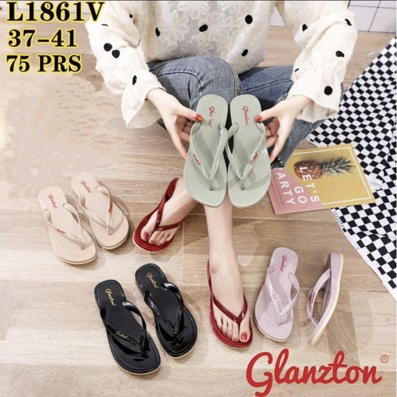 SANDAL JEPIT PEREMPUAN WANITA TEBAL GLANSTON L1861 BAHAN JELLY KARET IMPORT