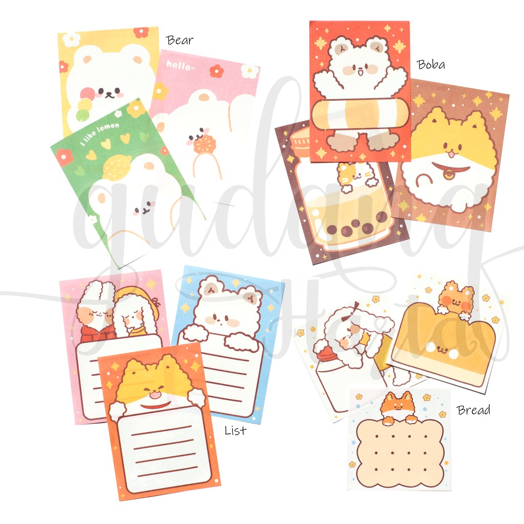 Memo Fluffy Ear Set 3 Motif Mmeopad Imut Unik DIY Scrapbook GH 301376