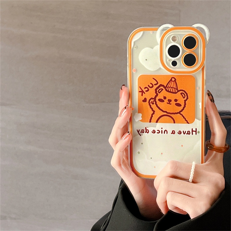 Soft Case Silikon Motif Kartun Awan / Beruang / Topi Untuk iPhone 13 12 11 Pro Max X Xr Xs Max SE 2020 8 7 6 6s Plus