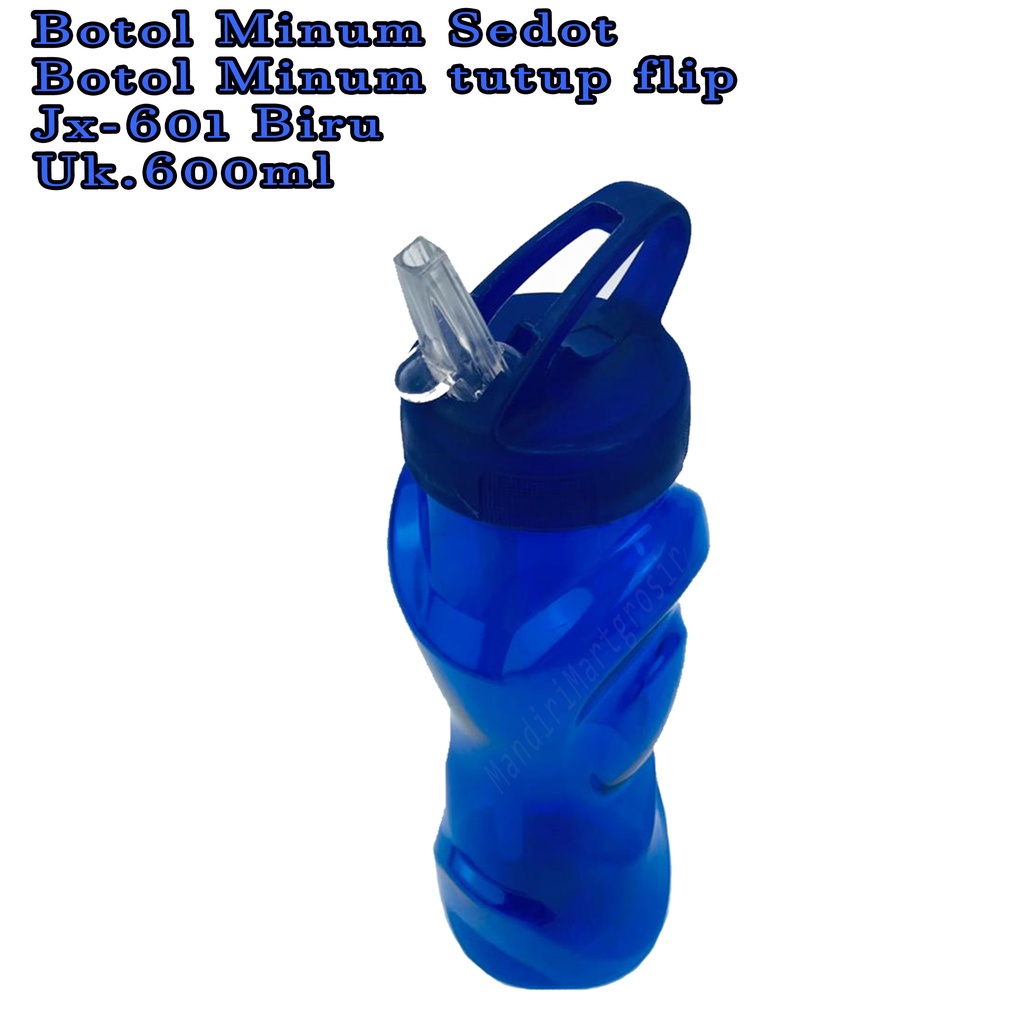 Botol minum * Botol minum tutup flip * botol plastik  jx-601 * warna Biru 600ml