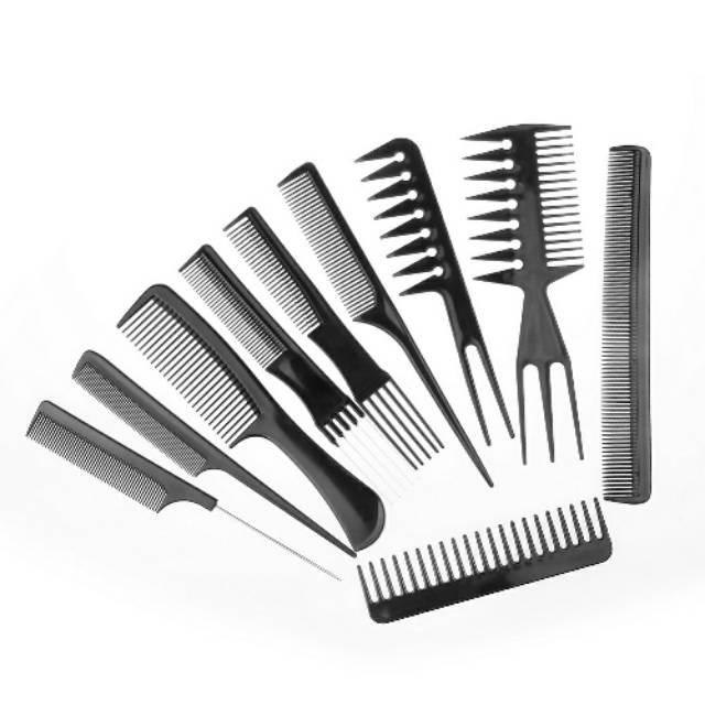 SISIR RAMBUT SALON 10 SET HAIR COMB LENGKAP UNTUK SASAK BARBERSHOP