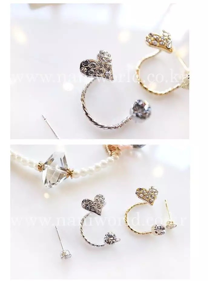 MORYMOSHI A63 Anting Tusuk Love Stud Cluff Fashion Wanita Korea Murah