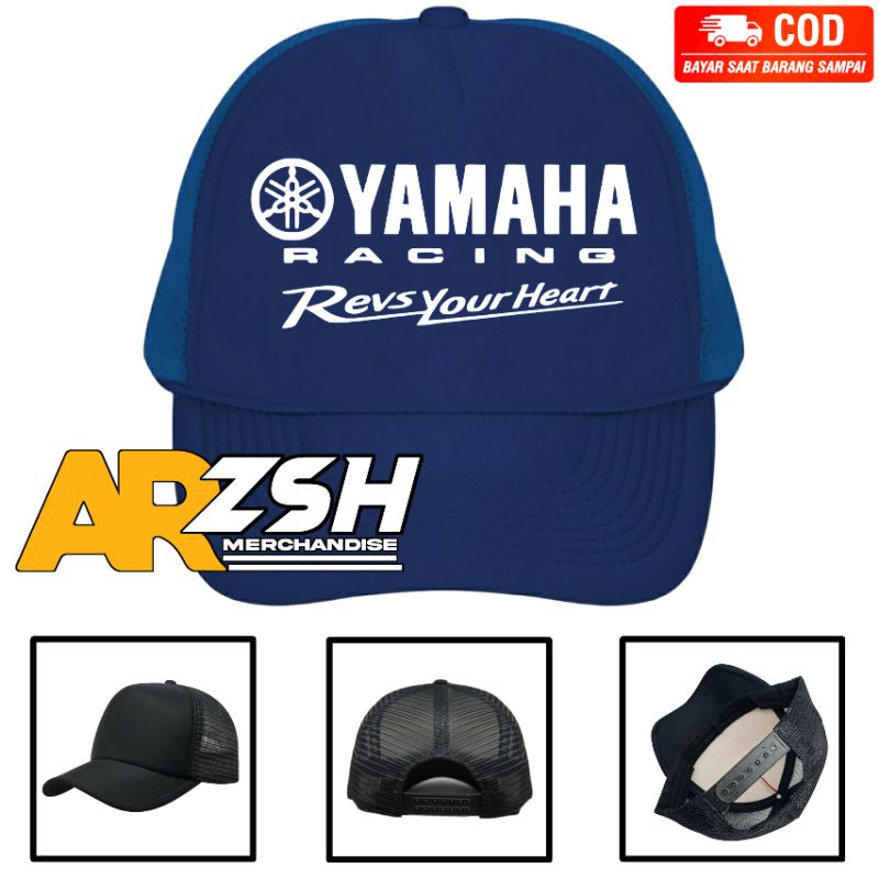 Topi Yamaha Racing Trucker Navy - Topi Trucker Jaring Yamaha Racing