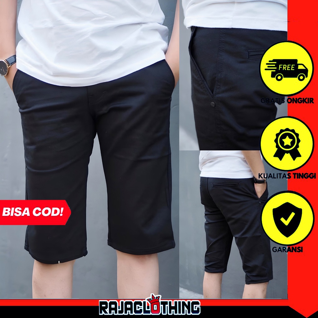 RCL - Celana Pendek Hitam Pria Cargo Kimpol Chino Termura Yangg Teraris Size JUMBO 27--34 S.M.L.XL