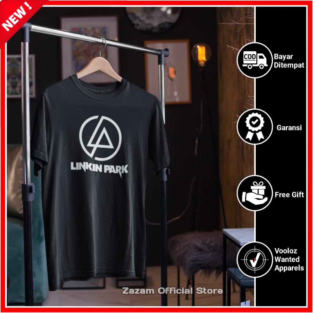 Kaos Band Linkin Park Logo Original Premium Baju Kaos Pria Branded Hitam Keren T Shirt Kaos Musik Distro Cowok Kasual XL
