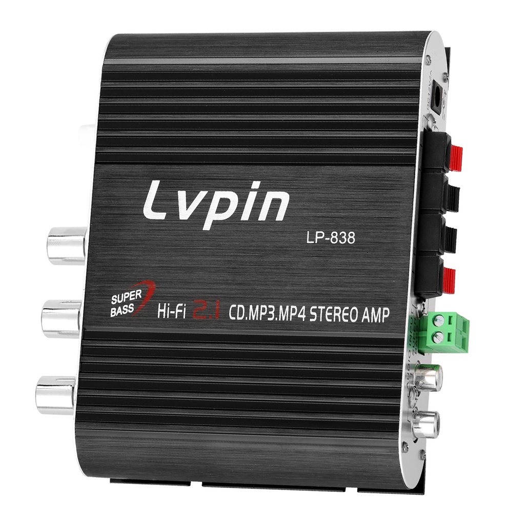 LVPIN LEPY Mini Hifi 2.1 Stereo Ampli Mobil Amplifier Treble Bass Booster 12V  LP-838