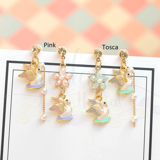 Anting Stud Odeethe Swan Lake Angsa Cantik Unik Panjang GH 203694