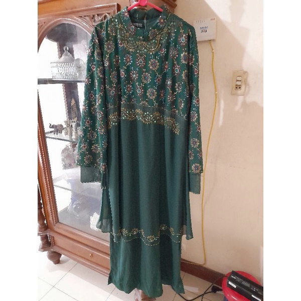 Preloved Long Dress Mewah, Dress ibuk2, dress dewasa badan berisi.