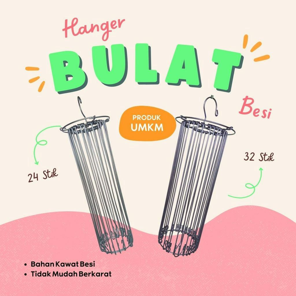 Gantungan Jemuran Baju Bayi Lipat Magic Folding Hanger Bulat Besi 32 Stick Portable Stainless
