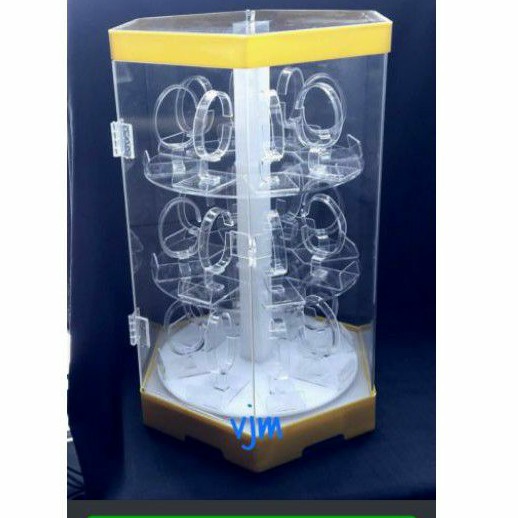 acrylic display jam tangan putar, akrilik tempat jam tangan putar