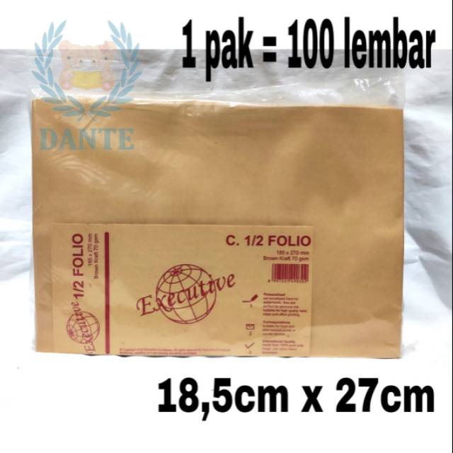 

Amplop Coklat Polos Ukuran 1/2 Folio 1 Pak