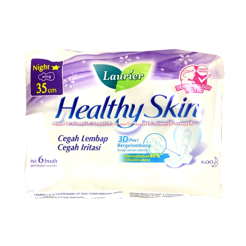 Laurier Healthy Skin 6pcs Pembalut Cegah Lembab Night 35cm Pembalut Wanita