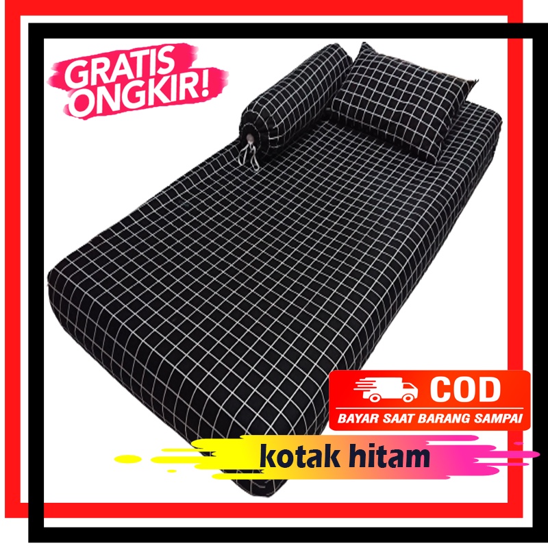 Sprei Single 100x200x20 Aesthetic Monochrome Kotak Hitam dan Kotak putih Sprei sudut karet