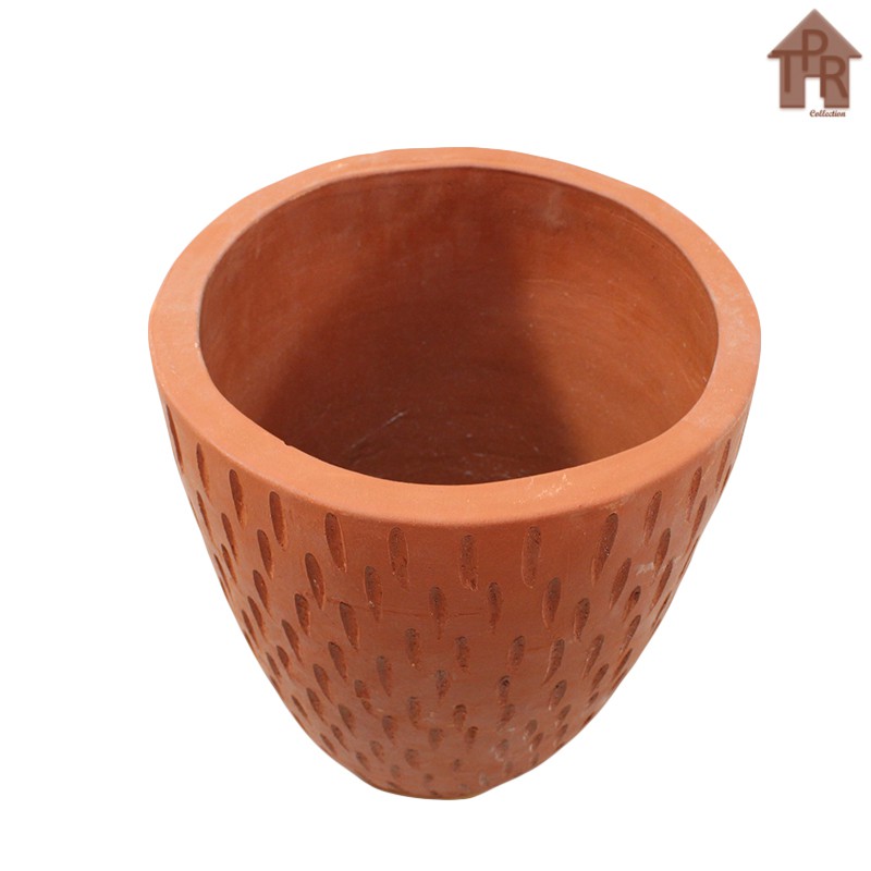 Terakota - Pot Cawan Motif Rintik - D20