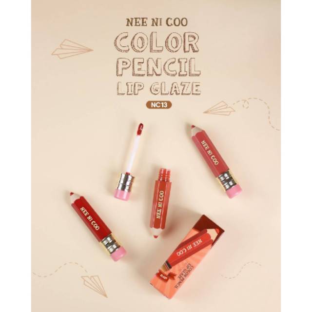 NEE NI COO Color Pencil Lip Glaze #NC13 Thailand / Nee Cara / Long Wear / Lint / Lipstick / Glossy