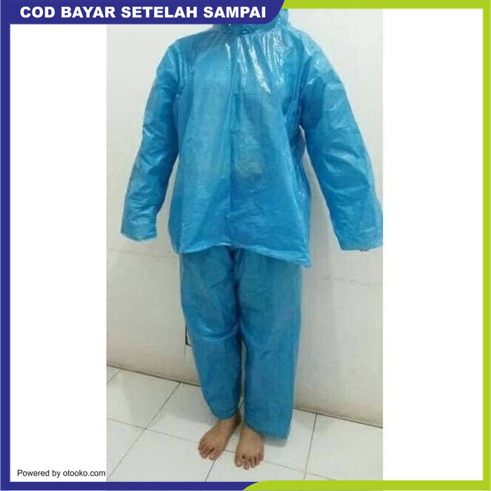 Jas Hujan Plastik LDPE Poncho Lengan Panjang Emergency Raincoat Raider