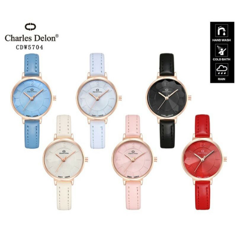 jam tangan wanita Charles Delon kulit kasual