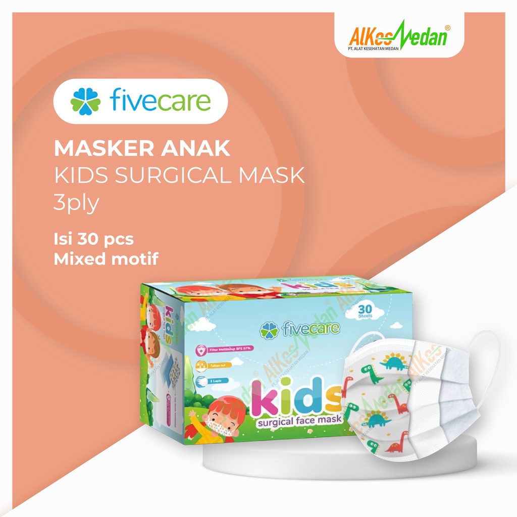 MASKER FIVECARE KIDS SURGICAL MASK 3PLY MASKER ANAK ALAT KESEHATAN MEDAN ALKES MEDAN