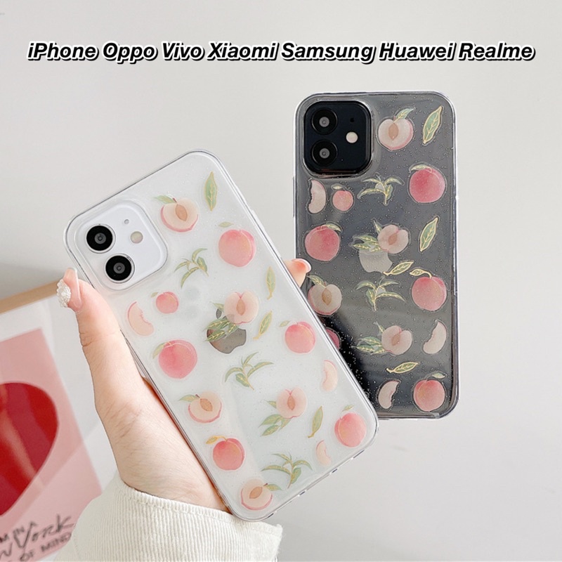 Peach Glitter Case Samsung Zflip 4 3 2 A11 A22 A53 A72 A73 A52 A52 A33 A13 A12 A50 A71 A51 A01 A02 A02s A03 A03s