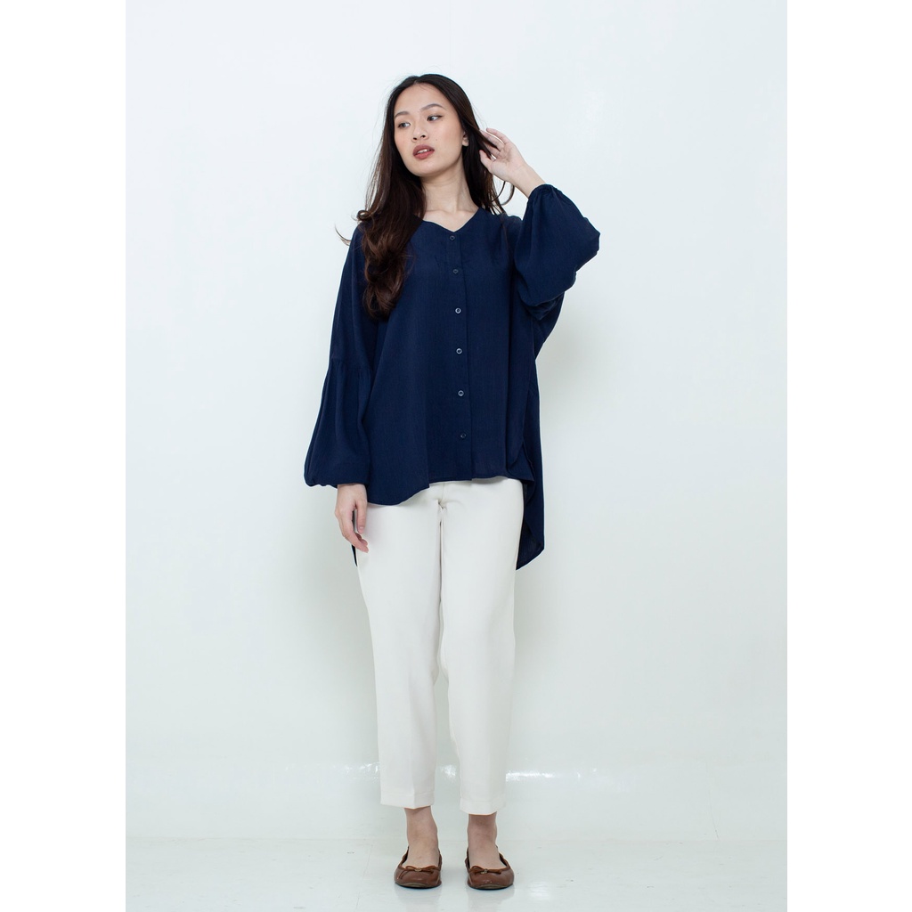 Ixora Abia Oversized Shirt - Kemeja Wanita Oversized-Navy