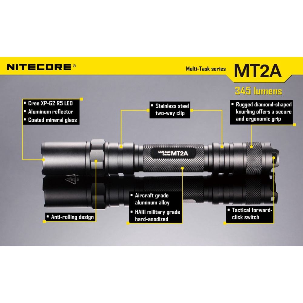 Nitecore Senter Led MT2A Senter LED Superterang CREE XP-G2 345 Lumens