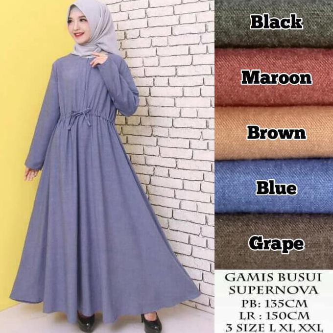 Terlaris Baju Gamis Wanita Gamis Polos Jumbo Bahan Katun Supernova - Maroon, Xl Grosir