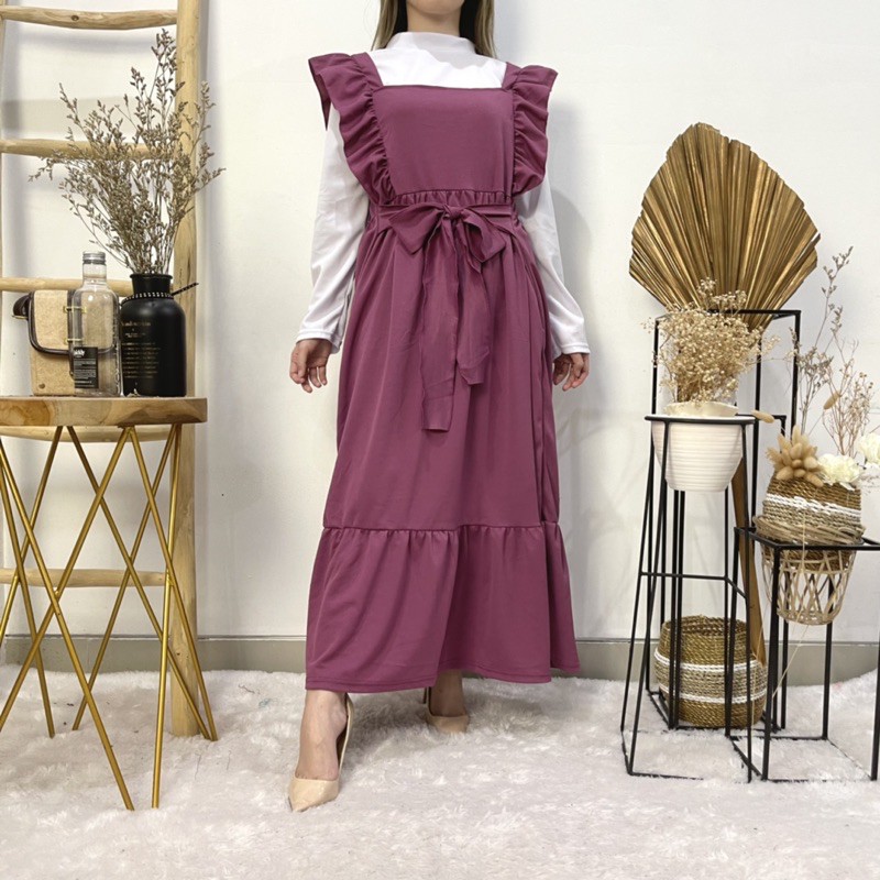 Grosir (53rb x 6pcs) - Kode 710 Overall Gamis Voxy Pastel