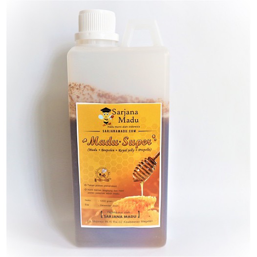

MADU MURNI SUPER 1000 GR ( MADU + ROYAL JELLY + BEE POLLEN + PROPOLLIS ) - SARJANA MADU