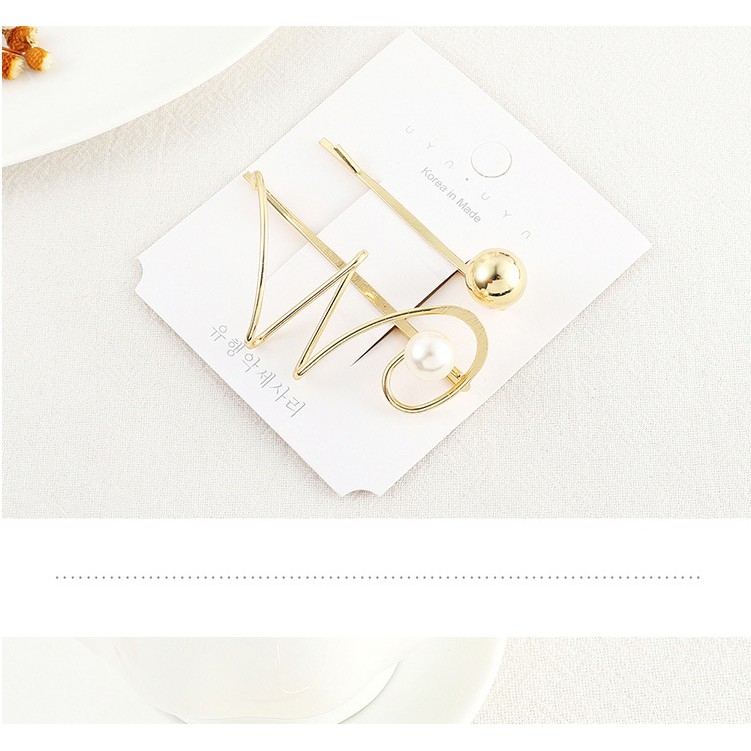 LRC Jepit Rambut Fashion Gold Letter Hairpin Set Y61635