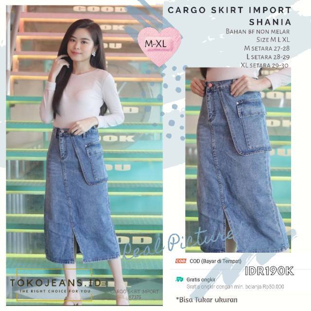 BISA COD BISA COD ROK JEANS WANITA CARGO SKIRT IMPORT 7375 JEANS 2020 TERBARU REALPIC REALPIC