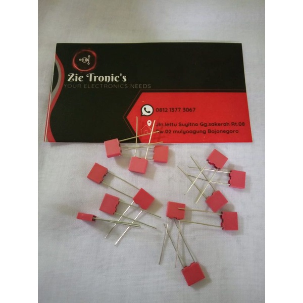 10 pcs Capacitor Kapasitor Milar MKM 104 100nf/0,1uf 100v Merah
