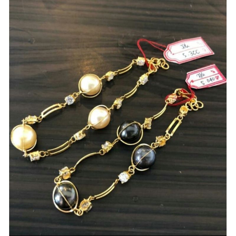 Gelang emas 22 karat mutiara air laut lombok asli grade A